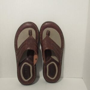 Born Men's Brown Leather Flip-Flops/Sandals, Size: 9M